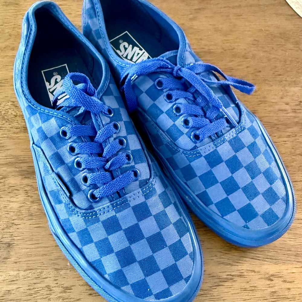 Vans Blue Checkerboard Sneakers Low-Top Canvas